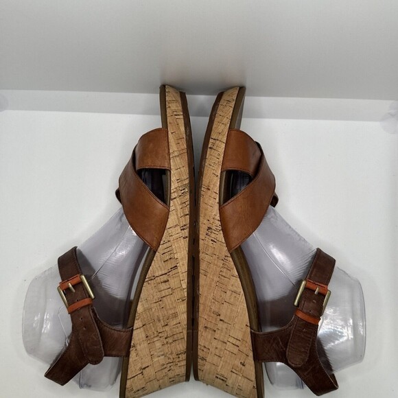 Cobb Hill by New Balance Womens Sandals Brown Leather Size 11M Cork Wedge - Picture 7 of 13